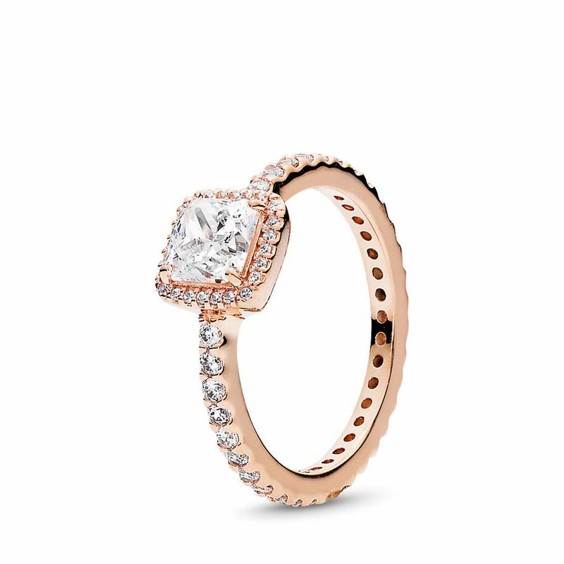 Pandora Australia Square Sparkle Promise Ring - Pandora Rose™ | YLAPGQ918